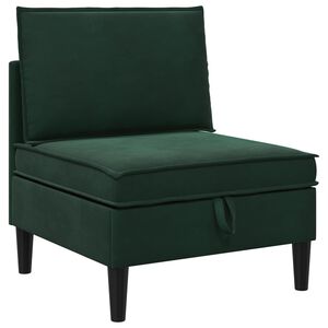 vidaXL Canap&eacute; moyen avec rangement Vert fonc&eacute; Velours