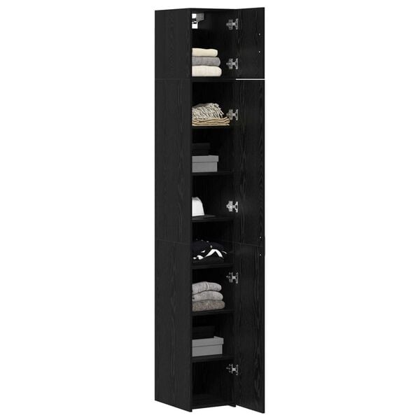 vidaXL Armoire de rangement 3 pcs Chêne noir 30 x 42,5 x 225 cm