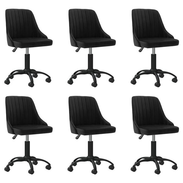 vidaXL Chaises pivotantes &agrave; manger lot de 6 noir velours