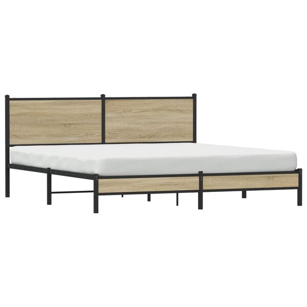 vidaXL Cadre de lit en m&eacute;tal sans matelas ch&ecirc;ne sonoma 160x200 cm