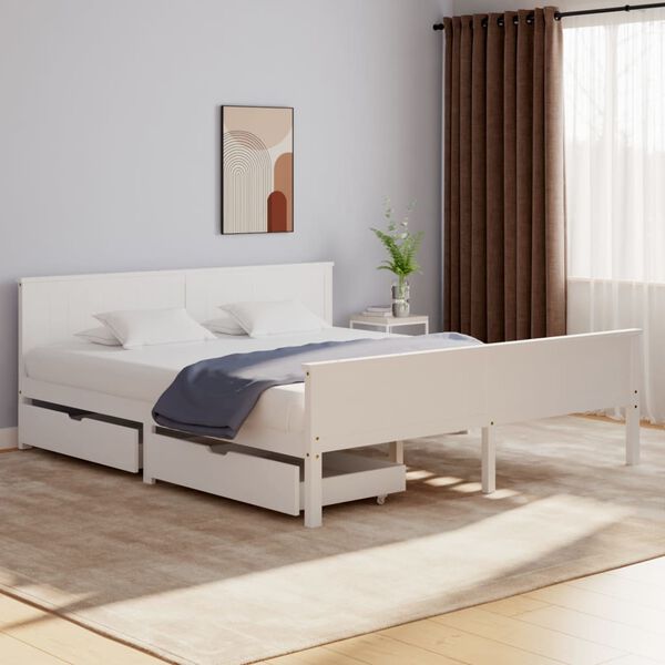 vidaXL Cadre de lit sans matelas blanc bois massif de pin 180x200 cm
