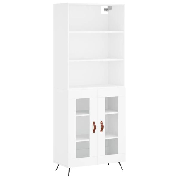 vidaXL Buffet haut Blanc 69,5x34x180 cm Bois d'ing&eacute;nierie