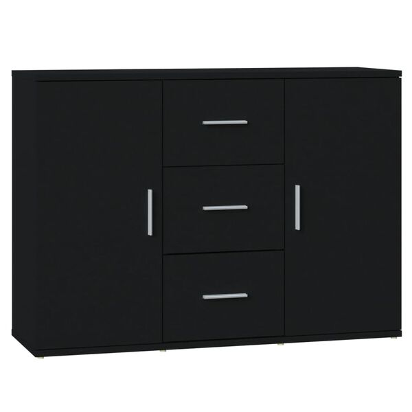 vidaXL Buffet Noir 91x29,5x65 cm Bois d'ingénierie