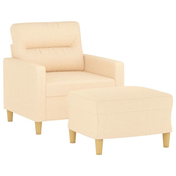 vidaXL Fauteuil avec repose-pied Cr&egrave;me 60 cm Tissu