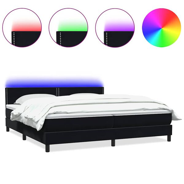 vidaXL Sommier &agrave; lattes de lit avec matelas et LED noir 180x220 cm velours