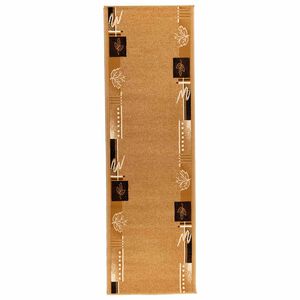vidaXL Tapis Couloir FLORNES Tiss&eacute; Ocre Feuilles 67 x 150 cm PP 7 mm