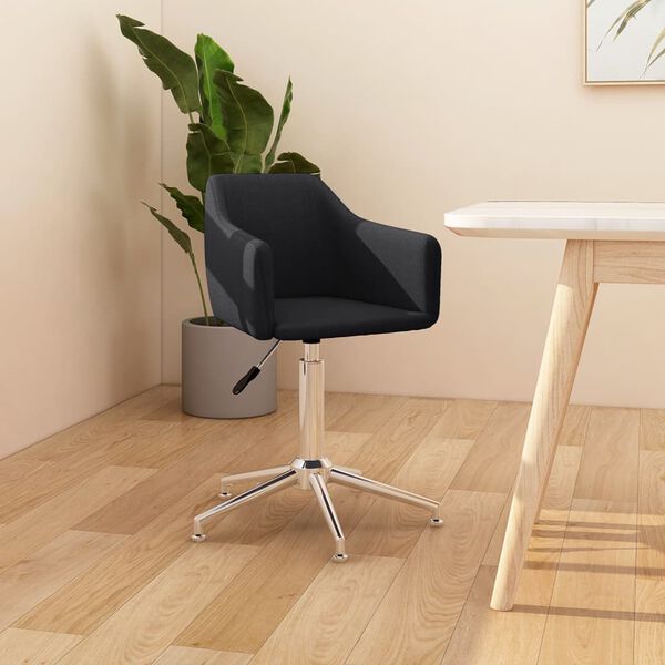 vidaXL Chaise pivotante de salle &agrave; manger Noir Tissu