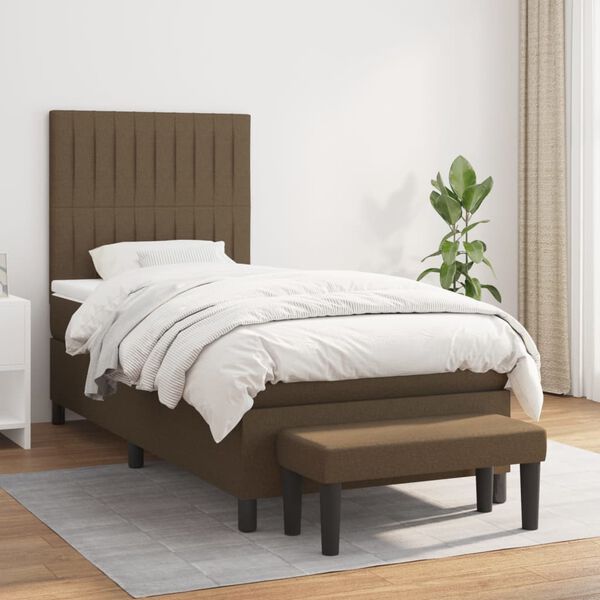 vidaXL Sommier &agrave; lattes de lit avec matelas Marron fonc&eacute; 90x200 cm