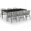 vidaXL Ensemble &agrave; manger de jardin 7 pcs Gris