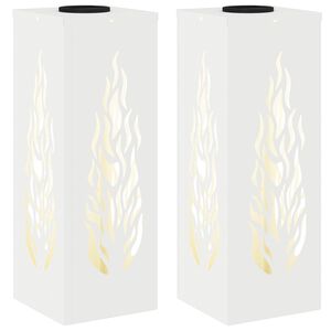 vidaXL Lumi&egrave;re de chemin LED solaire 2 pcs Blanc Acier lamin&eacute; &agrave; froid