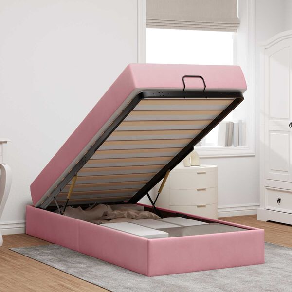 vidaXL Cadre de lit avec matelas avec matelas 2 pcs Rose Velours