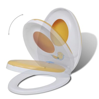 vidaXL Sièges de toilette et couvercles 2 pcs Plastique Blanc et jaune
