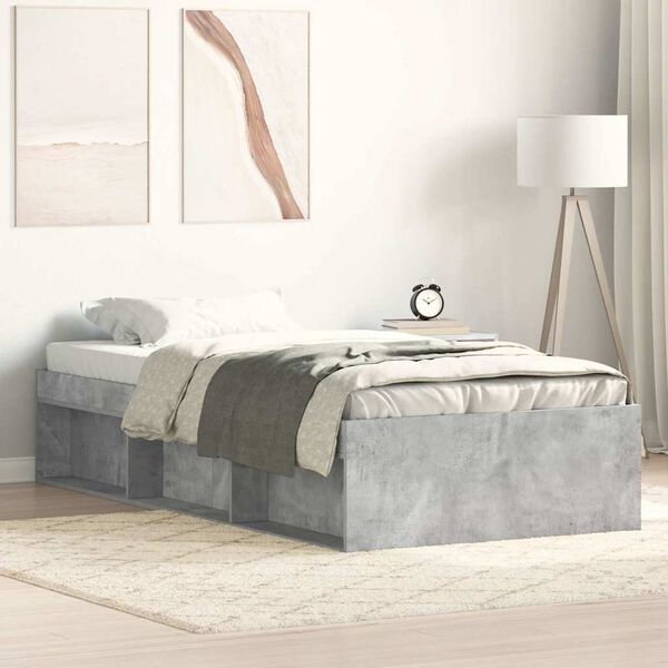 vidaXL Cadre de lit sans matelas gris béton 75x190 cm