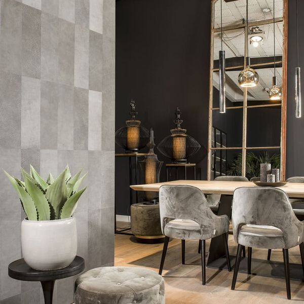 WallArt Panneaux muraux en cuir Lyttelton Gris bleut&eacute; 16 pcs