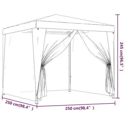 vidaXL Tente de fête 4 parois latérales en maille Anthracite 2.5x2.5 m