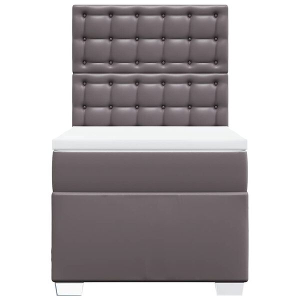 vidaXL Sommier &agrave; lattes de lit avec matelas Gris 90x200 cm Similicuir