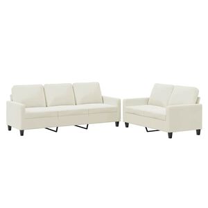 vidaXL Ensemble de canap&eacute;s 2 pcs avec coussins Cr&egrave;me Velours
