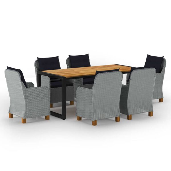 vidaXL Ensemble &agrave; manger de jardin 7 pcs Gris clair