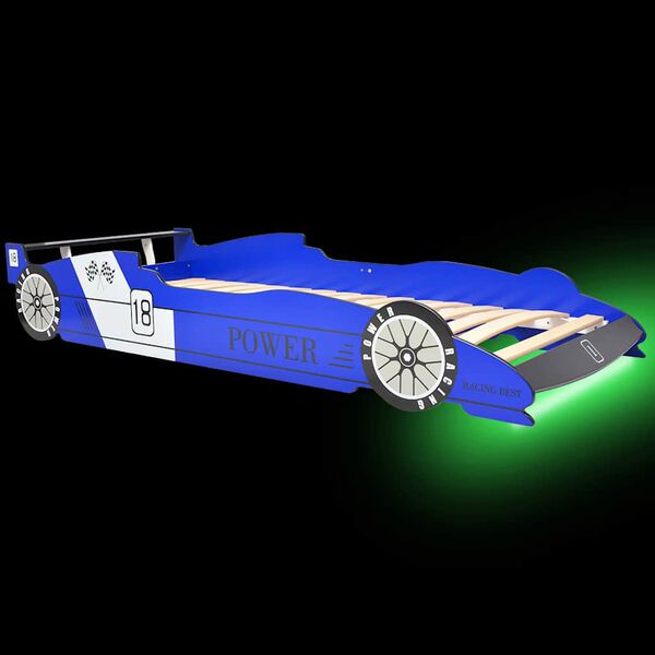 vidaXL Lit voiture de course pour enfants avec LED 90 x 200 cm Bleu