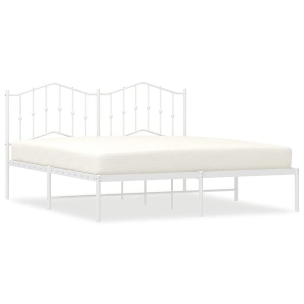 vidaXL Cadre de lit m&eacute;tal sans matelas et t&ecirc;te de lit blanc 160x200 cm