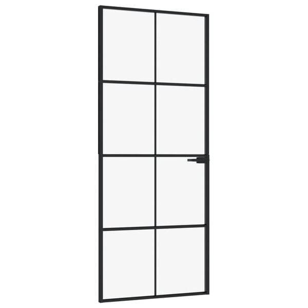 vidaXL Porte d'intérieur Noir 83x201,5 cm Trempé verre aluminium fin