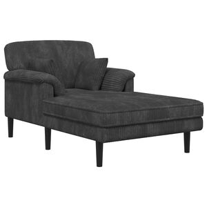 vidaXL M&eacute;ridienne Gris fonc&eacute; Tissu en velours c&ocirc;tel&eacute;