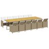 vidaXL Ensemble &agrave; manger de jardin coussins 13pcs R&eacute;sine tress&eacute;e Beige