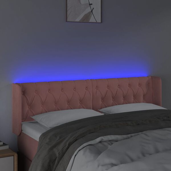 vidaXL T&ecirc;te de lit &agrave; LED Rose 147x16x78/88 cm Velours