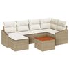 vidaXL Ensemble de canap&eacute; de jardin avec coussin 7 pcs Beige polyrotin