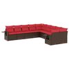 vidaXL Ensemble de canap&eacute; de jardin 10 pcs avec coussins marron r&eacute;sine tress&eacute;e