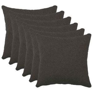 vidaXL Housse de coussin 6 pcs HEERLEN Gris fonc&eacute; 30 x 30 cm Boucl&eacute;
