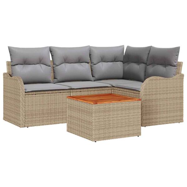 vidaXL Ensemble de canap&eacute; de jardin 5 pcs beige et gris clair