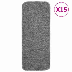 vidaXL Tapis d'escalier antid&eacute;rapants 15pcs 60x25cm Gris Rectangulaire