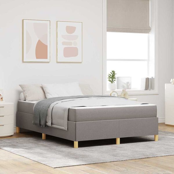 vidaXL Cadre de lit avec matelas Taupe 160 x 200 cm tissu