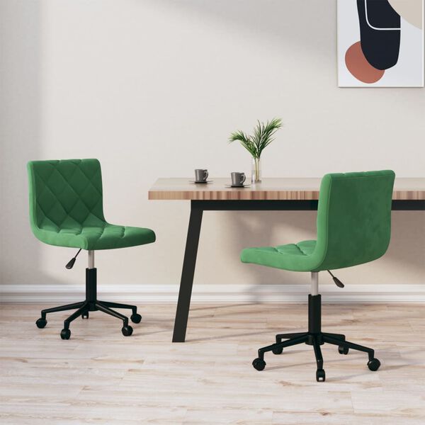 vidaXL Chaises pivotantes &agrave; manger lot de 2 Vert fonc&eacute; Velours