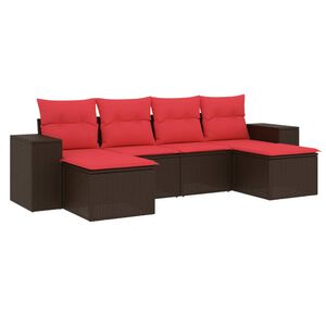 vidaXL Ensemble de canap&eacute; de jardin 6 pcs avec coussins marron r&eacute;sine tress&eacute;e