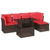 vidaXL Ensemble de canap&eacute; de jardin 6 pcs avec coussins marron r&eacute;sine tress&eacute;e