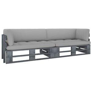 vidaXL Canap&eacute; palette 2 places avec coussins Pin impr&eacute;gn&eacute; de gris