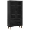 vidaXL Vitrine en Verre MOLDE 90 x 35 x 175 cm Bois de pin massif Noir