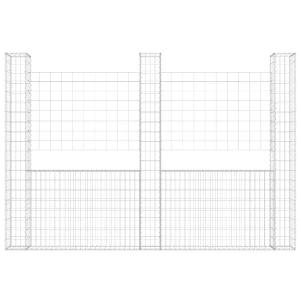 vidaXL Panier de gabion en forme de U avec 3 poteaux Fer 260x20x200 cm