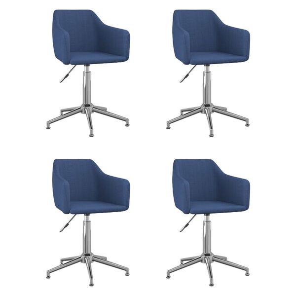 vidaXL Chaises pivotantes &agrave; manger lot de 4 bleu tissu