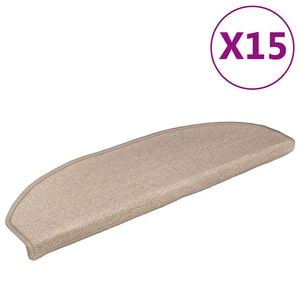 vidaXL Tapis d'escalier 15 pi&egrave;ces 56 x 17 x 3 cm Non-Slip Taupe