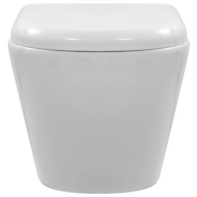vidaXL Toilette suspendue au mur sans rebord Céramique Blanc