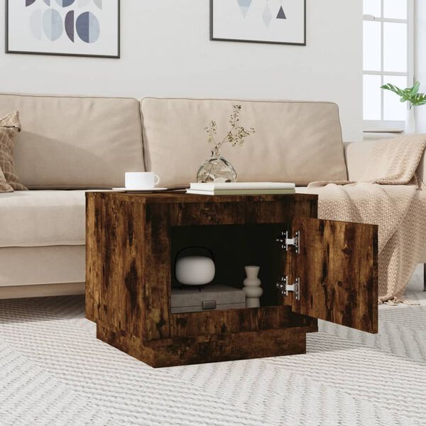 vidaXL Table basse ch&ecirc;ne fum&eacute; 51x50x44 cm bois d'ing&eacute;nierie