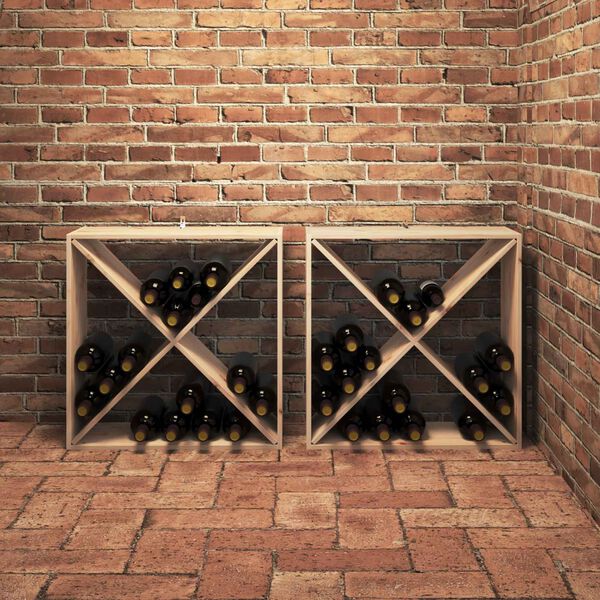 vidaXL &Eacute;tag&egrave;re &agrave; vin 2 pcs Naturel 62 x 25 x 62 cm Pin massif