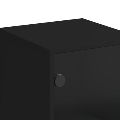 vidaXL Buffet avec portes en verre noir 35x37x120 cm