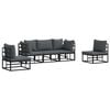vidaXL Ensemble de canap&eacute; de jardin avec coussin 5 pcs Noir Aluminium
