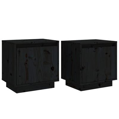 vidaXL Tables de chevet 2 pcs Noir 40x30x40 cm Bois de pin solide