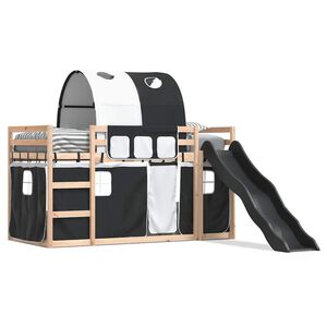 vidaXL Lit superpos&eacute; sans matelas avec toboggan blanc noir 90x190 cm