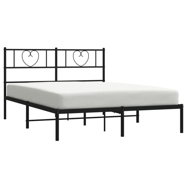 vidaXL Cadre de lit m&eacute;tal sans matelas avec t&ecirc;te de lit noir 120x190cm
